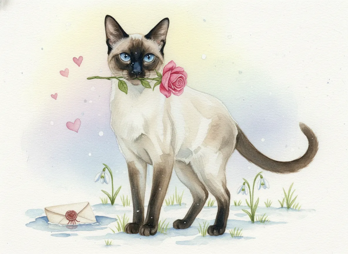 Siamese watercolor calendar month 2